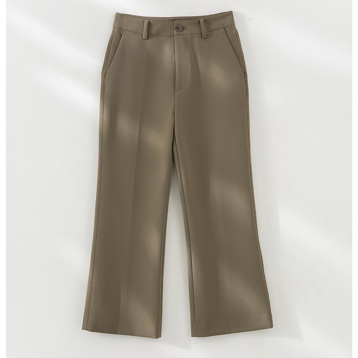 Women's tailored fabric trousers with crease, wide leg fit and belt loops Mune Fashion
