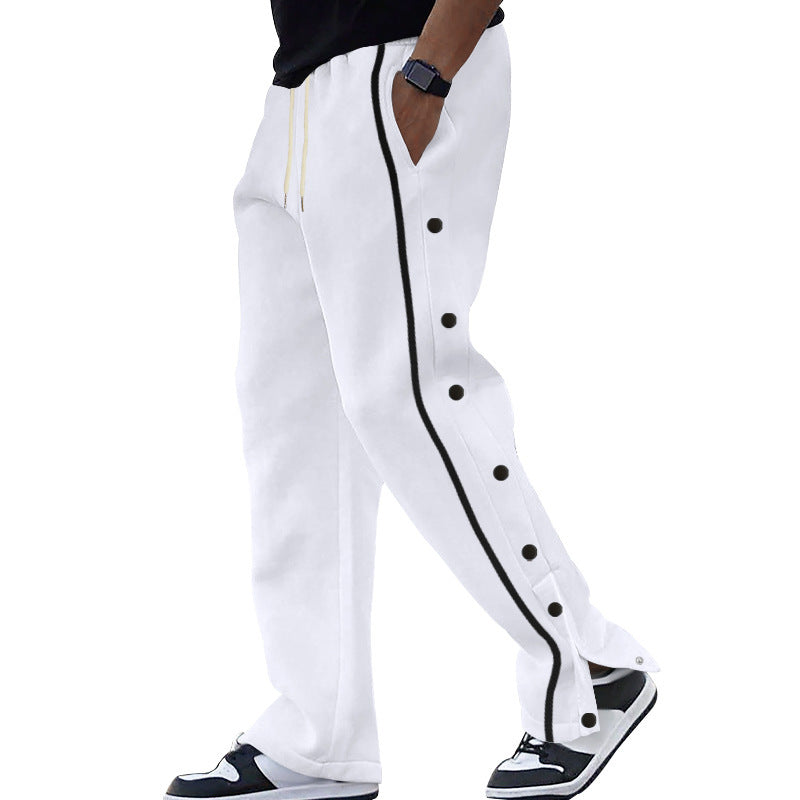 Men's side button jogging pants with contrast stripes and drawstring Mune Fashion