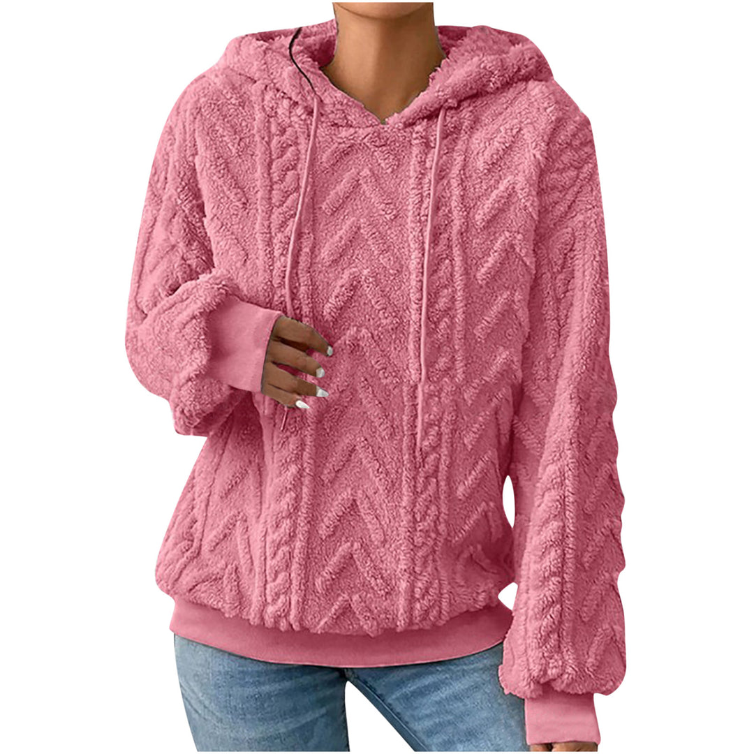 Women's hooded sweater with cable pattern, side pockets and ribbed cuffs Mune Fashion