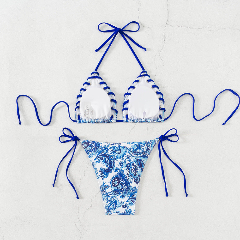 Women's Triangle Bikini with Playful Lace-Up Design Mune Fashion