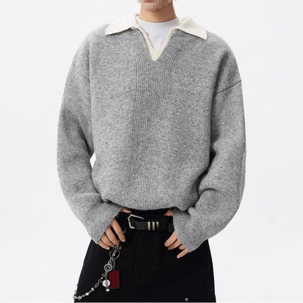 Women's Elegant Chunky Knit Sweater with V-Neck Mune Fashion