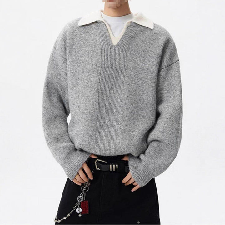 Women's Elegant Chunky Knit Sweater with V-Neck Mune Fashion