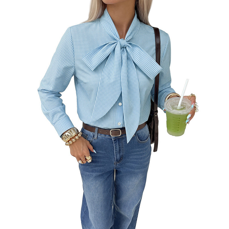Women's Elegant Blouse with Bow Collar Mune Fashion