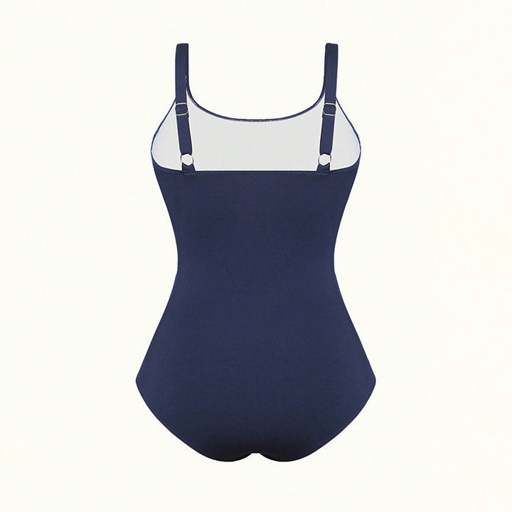 Women's High-Waisted One-Piece Swimsuit with Gathering Mune Fashion