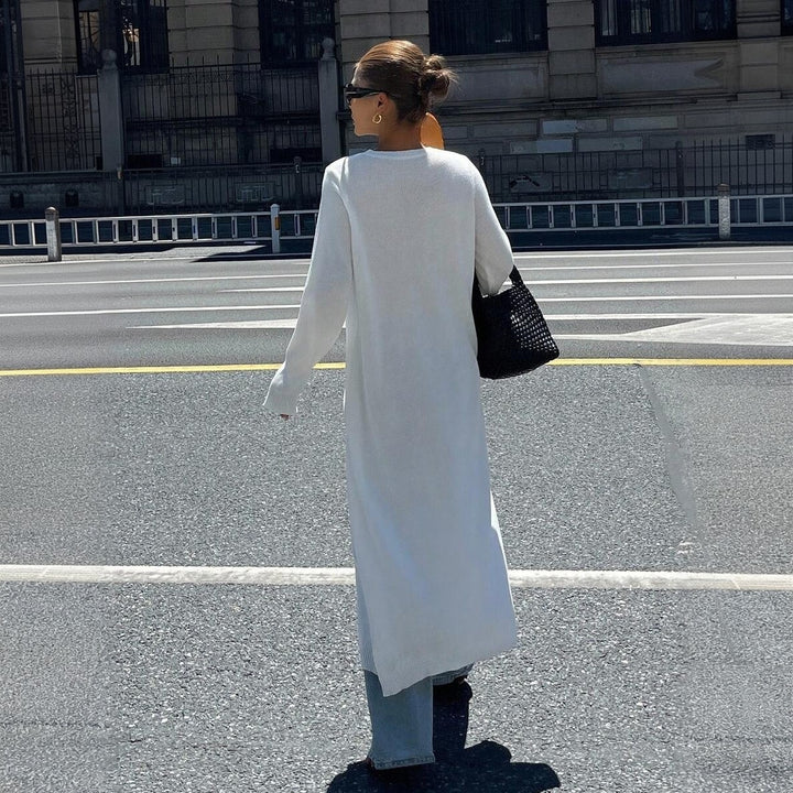 Women's Long Fine Knit Tunic Sweater with High Side Slit Mune Fashion