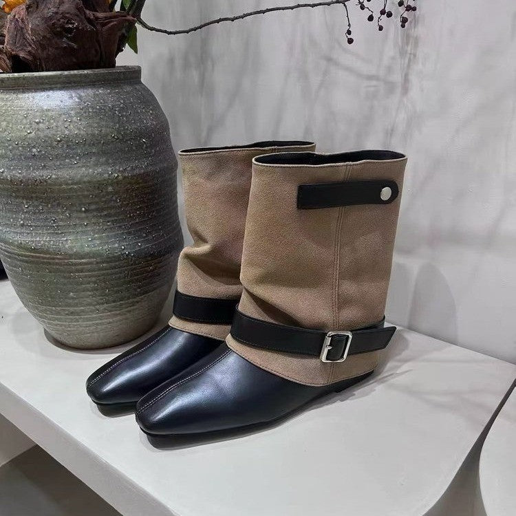Women Elegant Ankle Boots with Fashionable Strap Design Mune Fashion