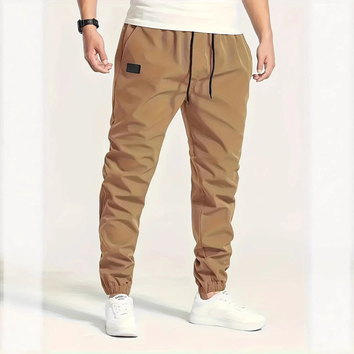 Men's Technical Jogging Pants in Tapered Utility Style with Elastic Waistband & Ankle Cuffs Mune Fashion