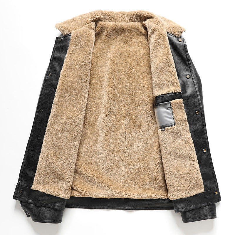 Men's Faux Leather Jacket with Teddy Lining Mune Fashion