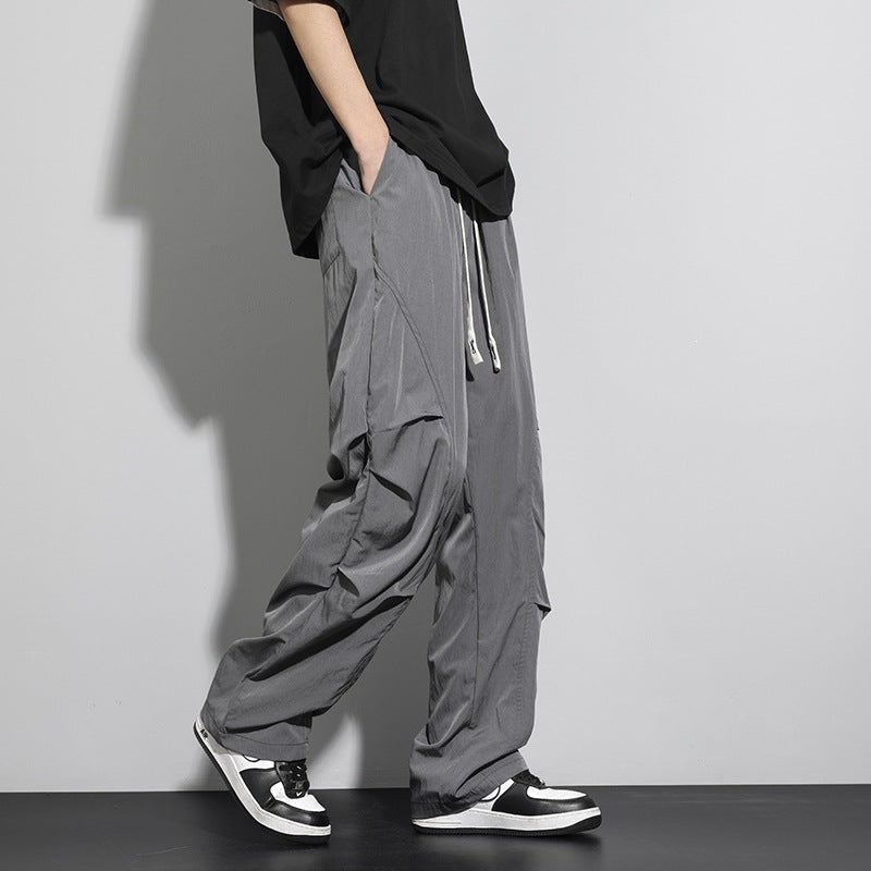 Men's Utility Cargo Lounge Pants with Drawstring Waist, Multiple Pockets & Wide Leg Mune Fashion