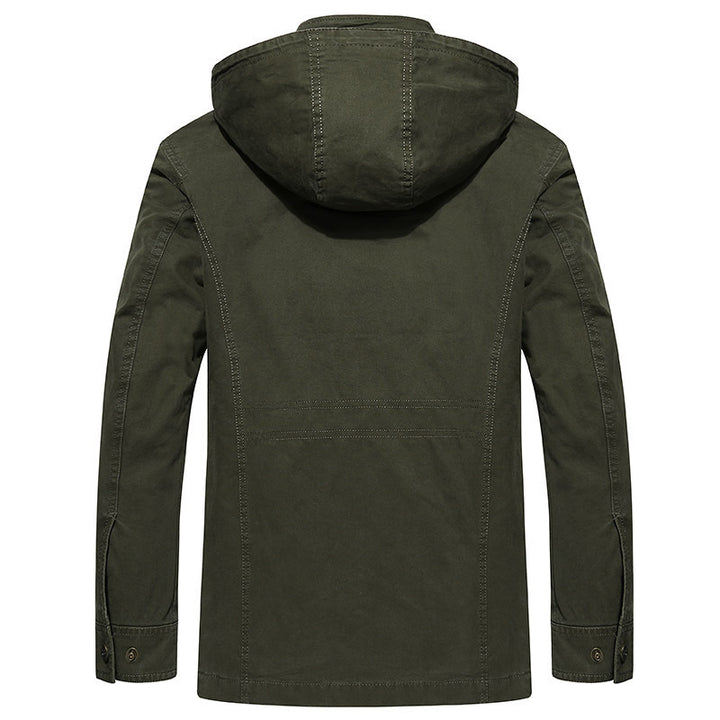 Men's field jacket in utility style with hood canvas outer material and multiple pockets Mune Fashion