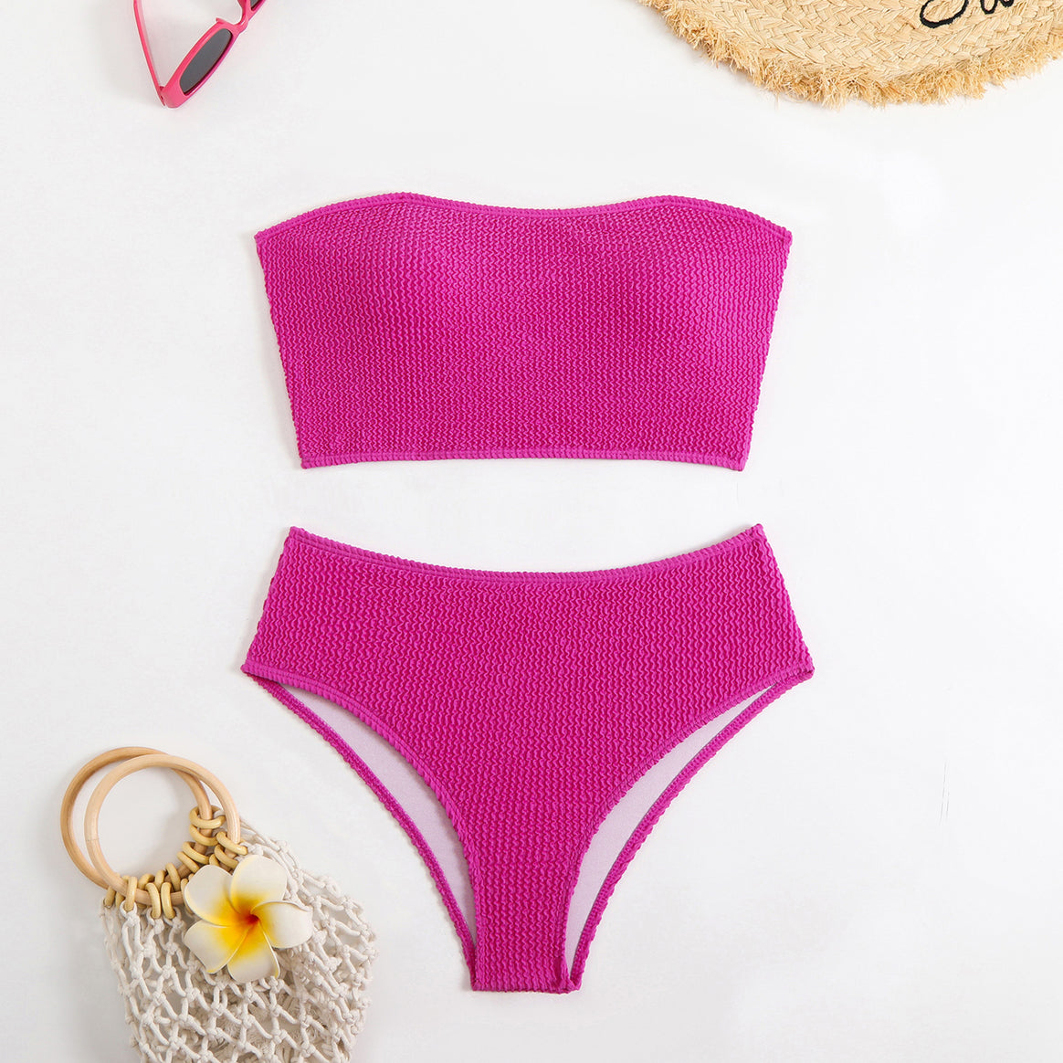 Women's bandeau bikini set made of textured material Mune Fashion