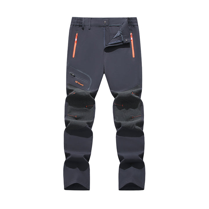 Men's water-repellent softshell trekking pants with reinforced knee flex zones and concealed zipper pockets Mune Fashion