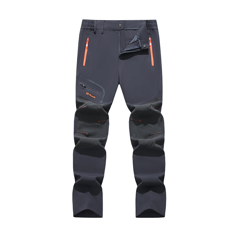 Men's water-repellent softshell trekking pants with reinforced knee flex zones and concealed zipper pockets Mune Fashion