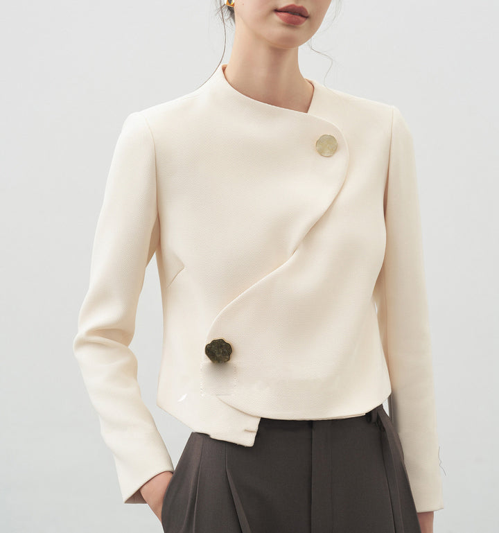Ladies Elegant cropped blazer jacket with asymmetric cut Mune Fashion