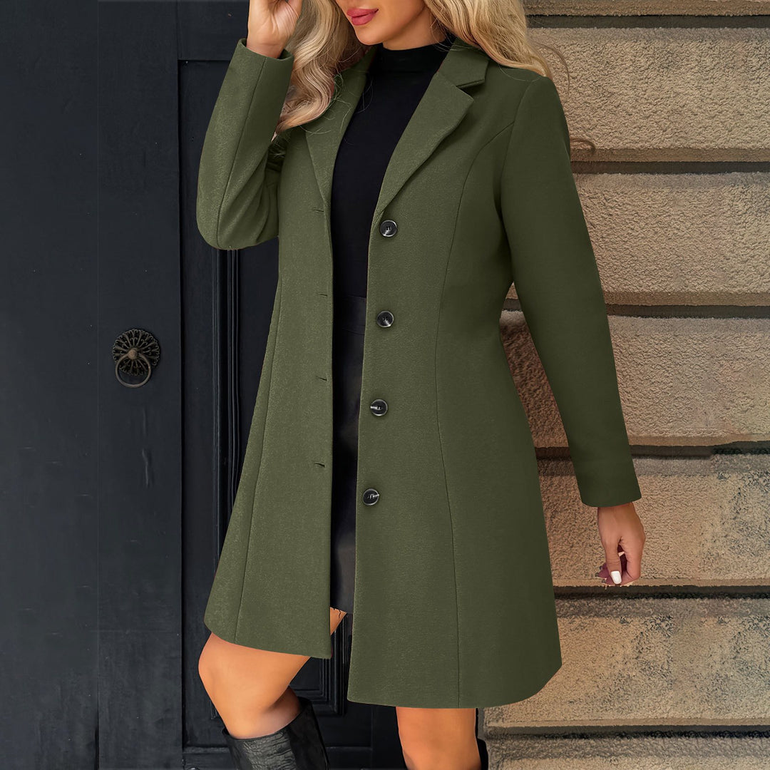 Women Tailored Short Coat with Lapel Collar and Concealed Button Placket Mune Fashion