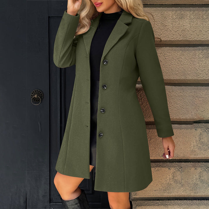 Women Tailored Short Coat with Lapel Collar and Concealed Button Placket Mune Fashion