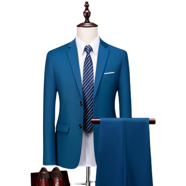 Men's Slim Fit Single-Breasted Suit Set with One-Button Blazer, Slim Suit Pants with Crease and Elastic Stretch Fabric Mune Fashion