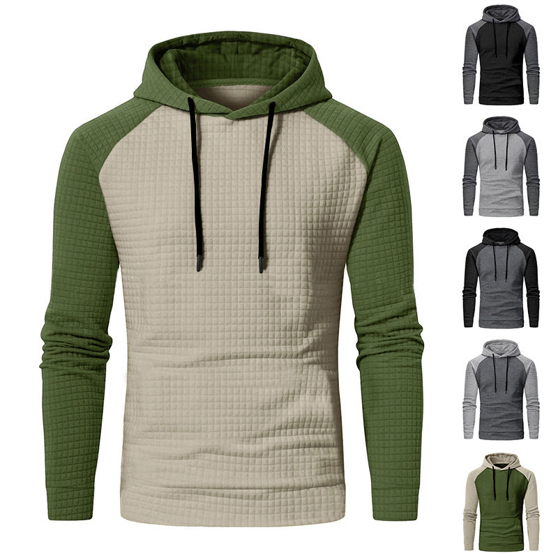 Men's quilted hoodie with raglan sleeves and waffle texture Mune Fashion