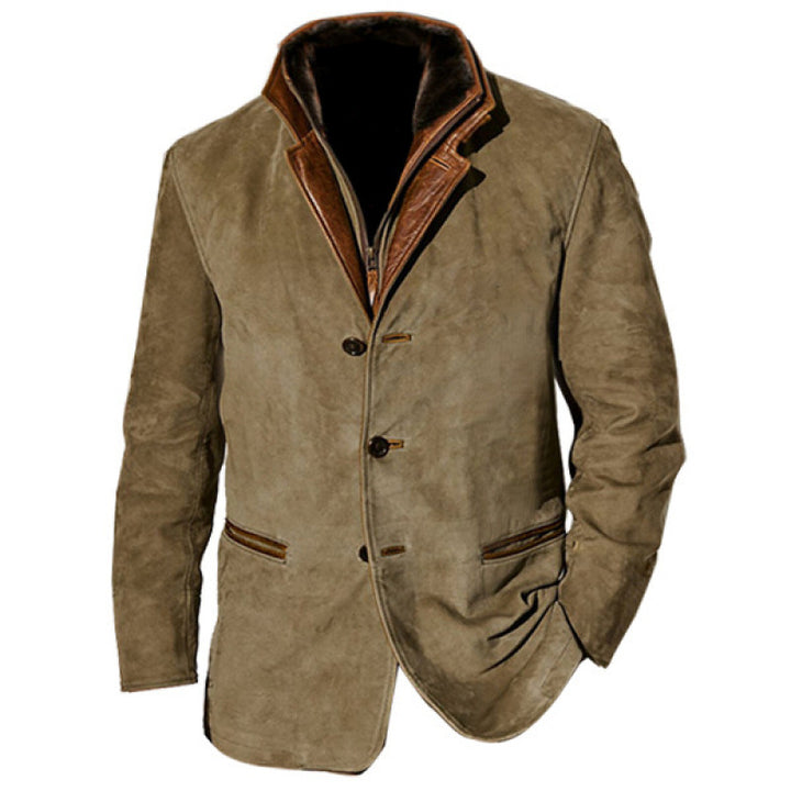 Men's suede blazer with removable leather inner vest Mune Fashion