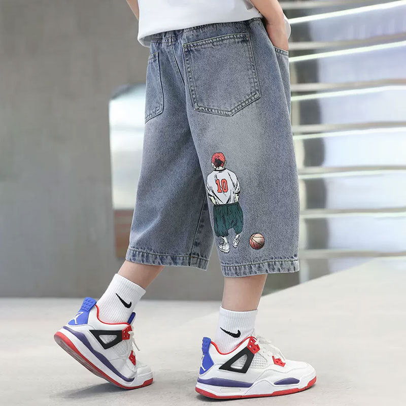 Boys Basketball Shorts with Cool Comic Print Mune Fashion