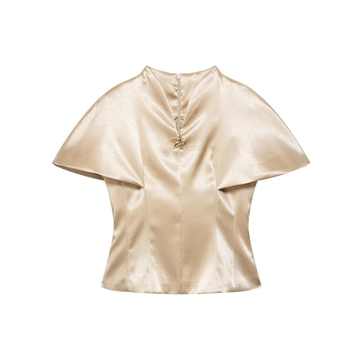 Women's Two-Piece Satin Set with Cape Top and Flowing A-Line Skirt Mune Fashion