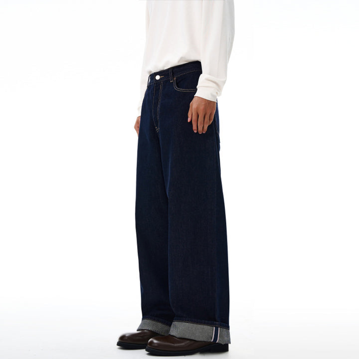 Men's Extra Wide Denim Palazzo Pants with High Waist and Extended Hem Mune Fashion