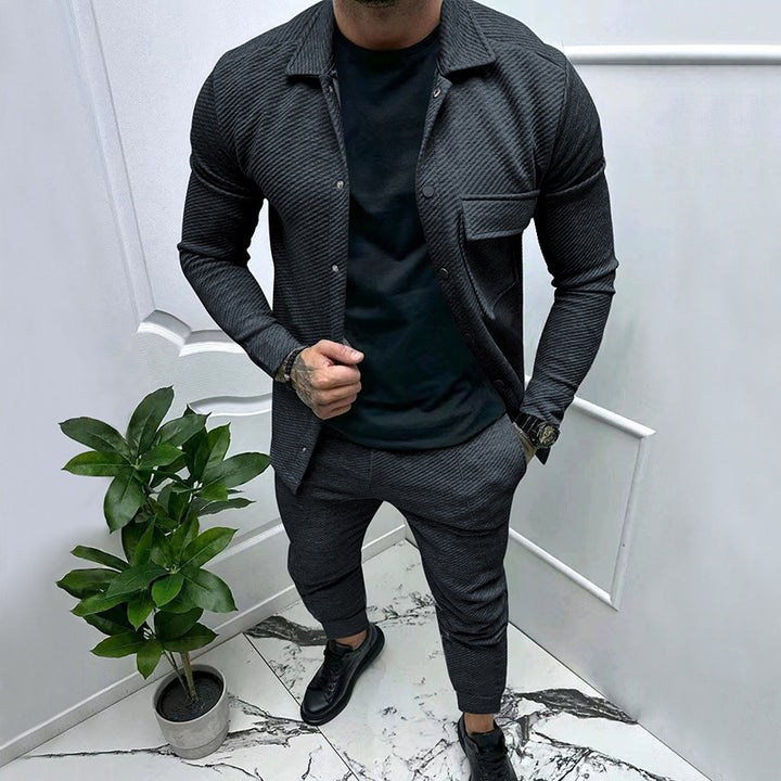 Men's Structured Jersey Leisure Set with Overshirt and Tapered Jogging Pants Mune Fashion