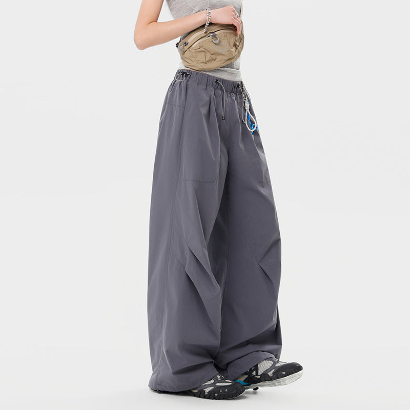 Women's wide technical cargo pants with drawstring waistband Mune Fashion