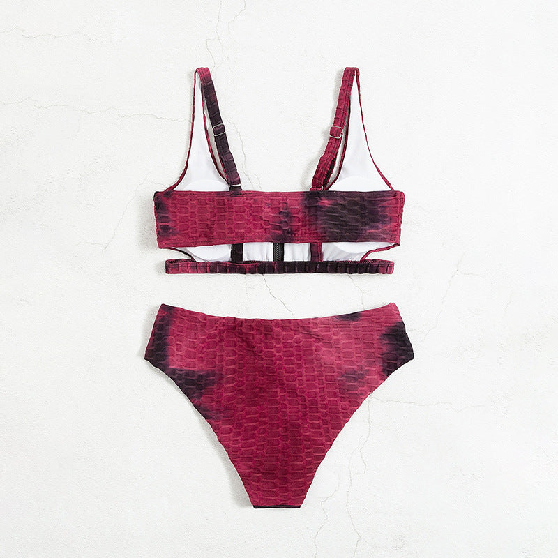 Women's bikini set with zipper and textured design Mune Fashion