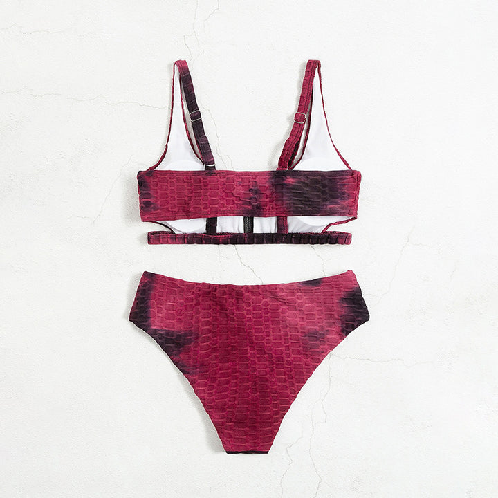 Women's bikini set with zipper and textured design Mune Fashion