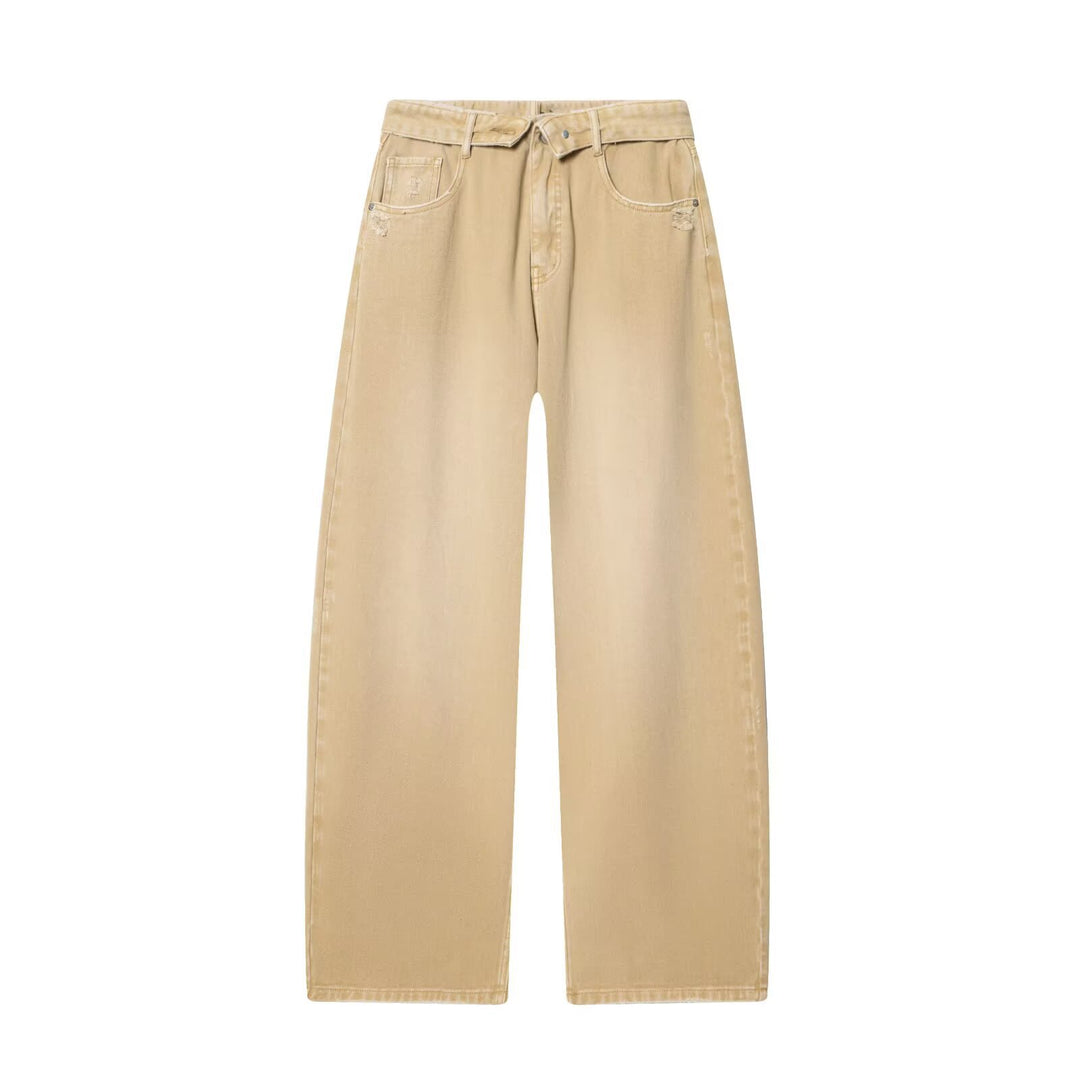 Women’s high-waisted jeans with wide leg and used wash Mune Fashion