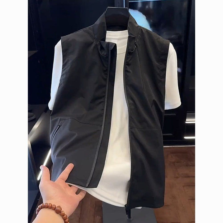 Men's Sleeveless Lightweight Wind and Water Resistant Stand Collar Vest Mune Fashion