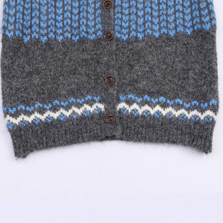 Women's knit cardigan with Norwegian pattern and high roll neck Mune Fashion