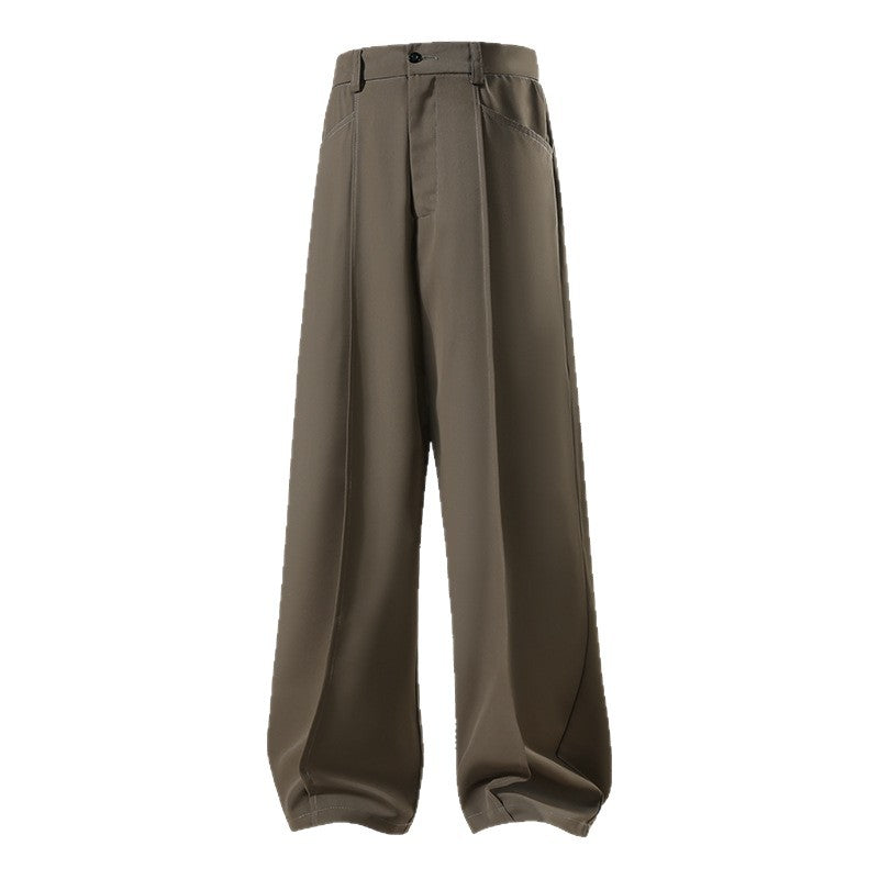 Men's Wide Crepe Trousers with Pleat and Straight Press Fold Mune Fashion