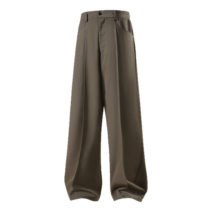 Men's Wide Crepe Trousers with Pleat and Straight Press Fold Mune Fashion