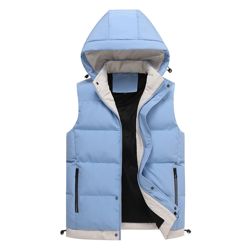 Men's Sleeveless Padded Vest with Hood, Thermal Insulation and Body Shaping Cut Mune Fashion