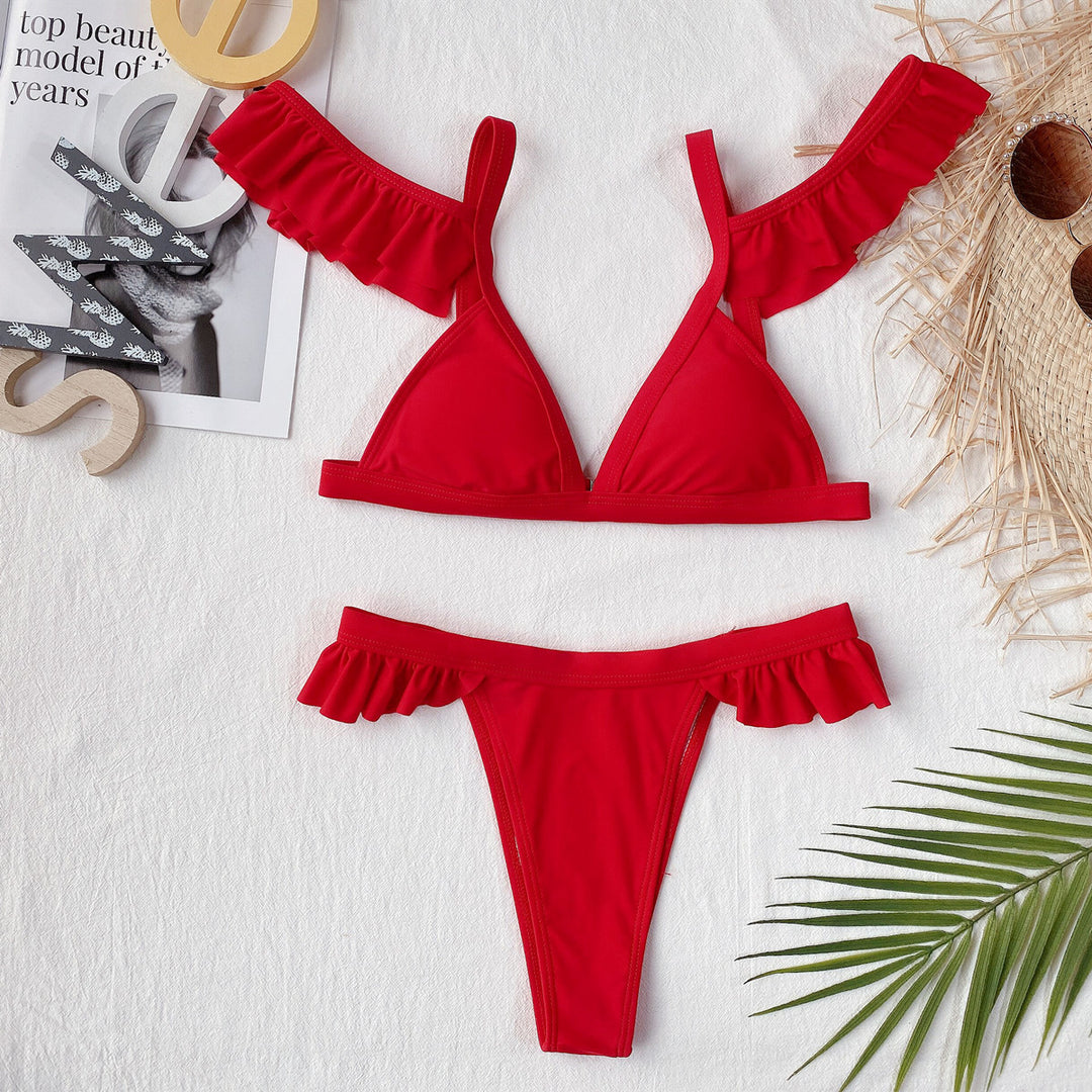 Women Triangular Bikini with playful ruffle details Mune Fashion