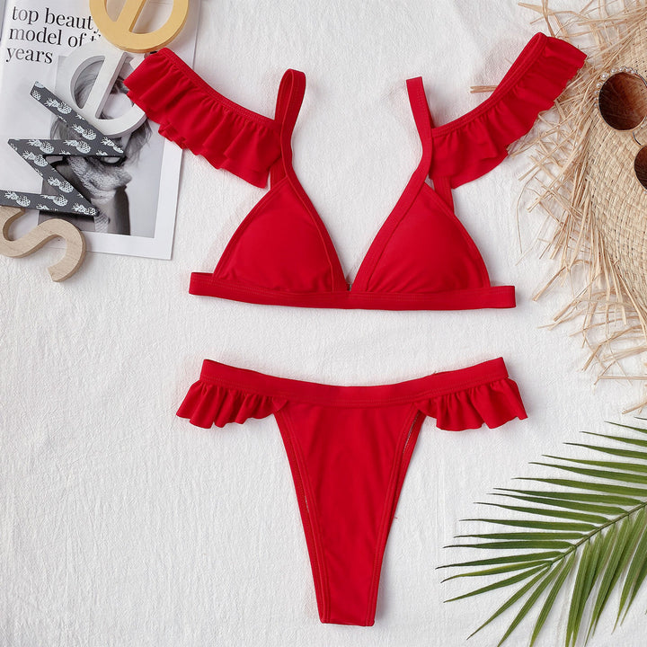 Women Triangular Bikini with playful ruffle details Mune Fashion
