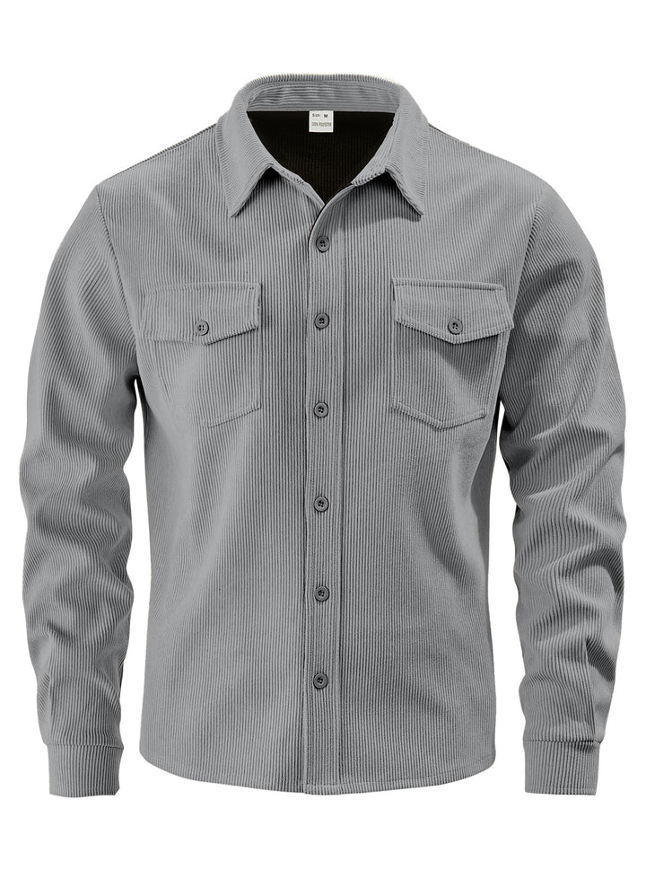 Men's cord shirt jacket made of wide corduroy with flap pockets and shirt collar Mune Fashion