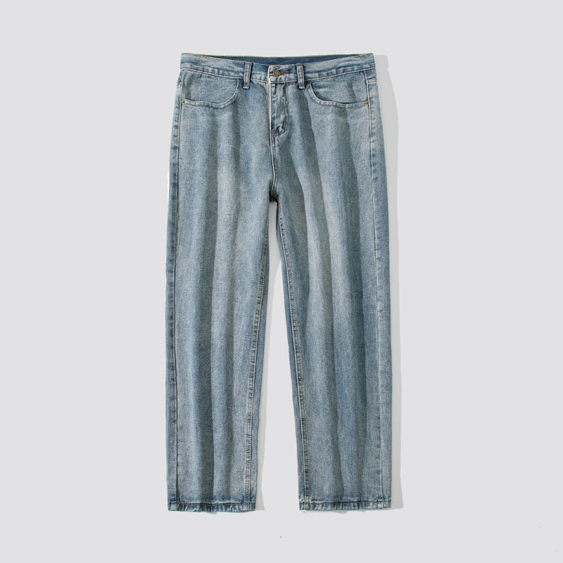 Damen Weite Straight‑Fit Jeans mit hohem Bund, umgeschlagenem Saum und leichter Vintage‑Waschung Mune Fashion