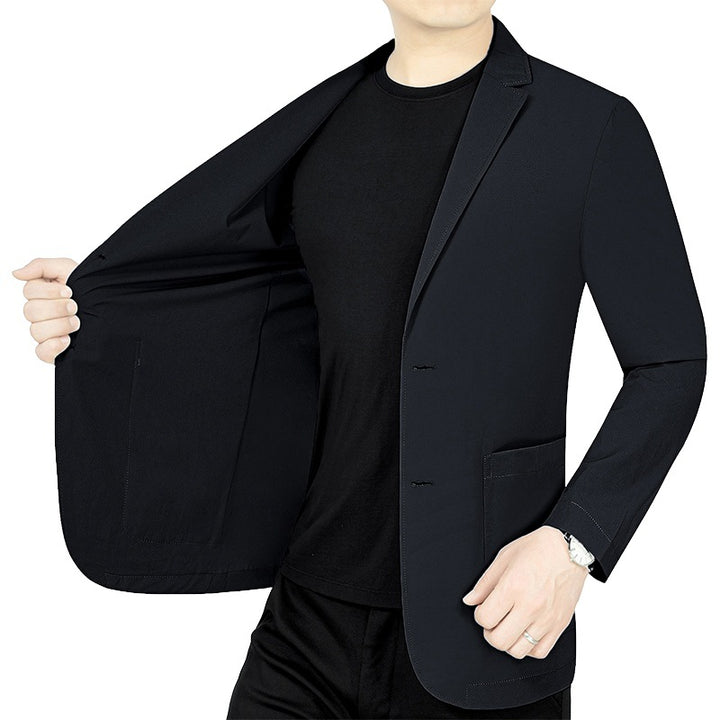 Men's Lightweight Elastic Summer Blazer with Three-Quarter Sleeves and Slim Fit Mune Fashion