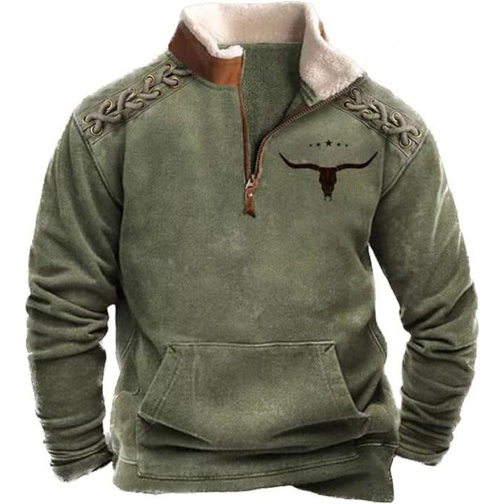 Men's Warming Fleece Pullover with Stand-Up Collar Mune Fashion