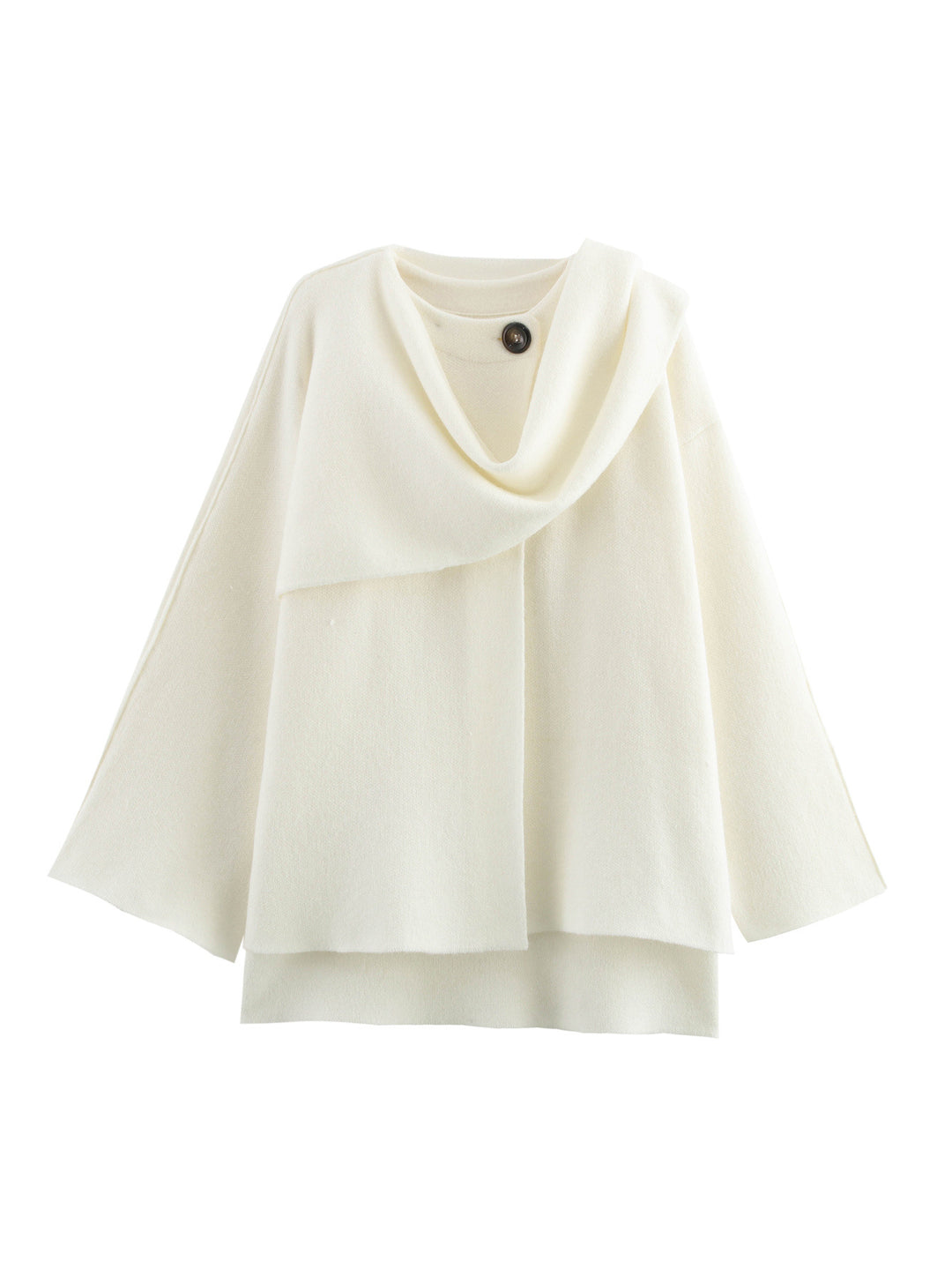 Women's cape with asymmetrical fall, stand-up collar and wool blend Mune Fashion