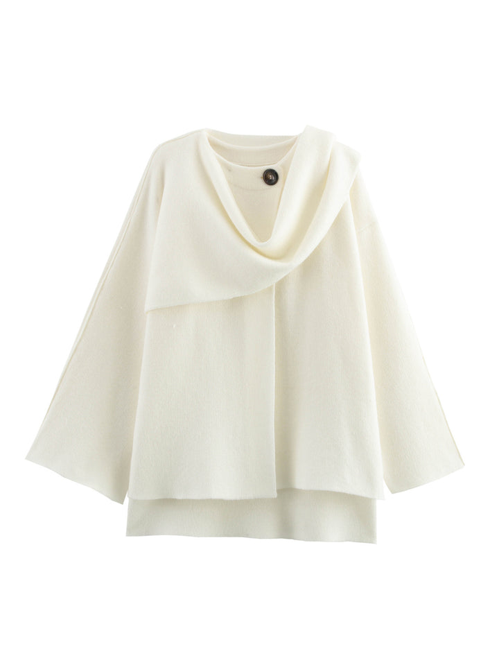 Women's cape with asymmetrical fall, stand-up collar and wool blend Mune Fashion
