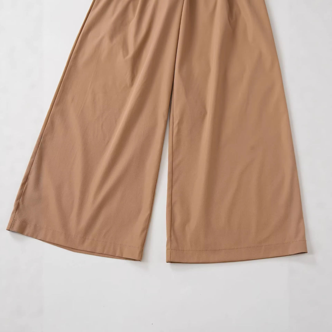 Women High-Waisted Palazzo Pants with Pleats and Waist Belt Mune Fashion