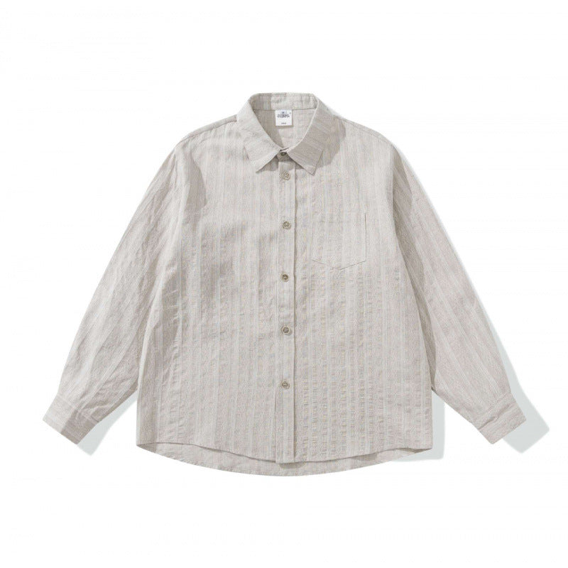 Unisex Lockeres Oversize Shirt made of linen blend with fine waffle texture and breast pocket Mune Fashion
