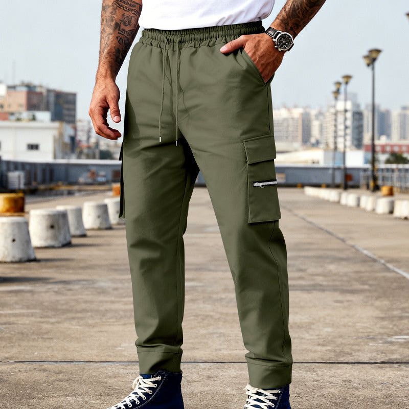 Men's cargo joggers with elastic waistband, drawstring and zippered pockets Mune Fashion