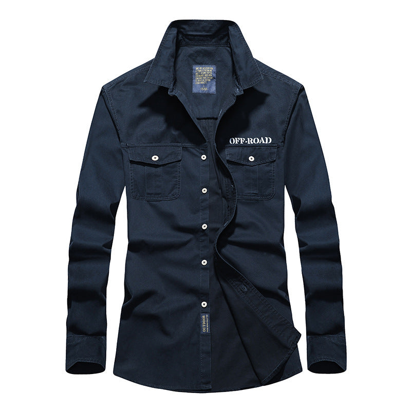 Men's Long Utility Shirt with Chest Flap Pockets, Button Front and OFF-ROAD Logo Mune Fashion
