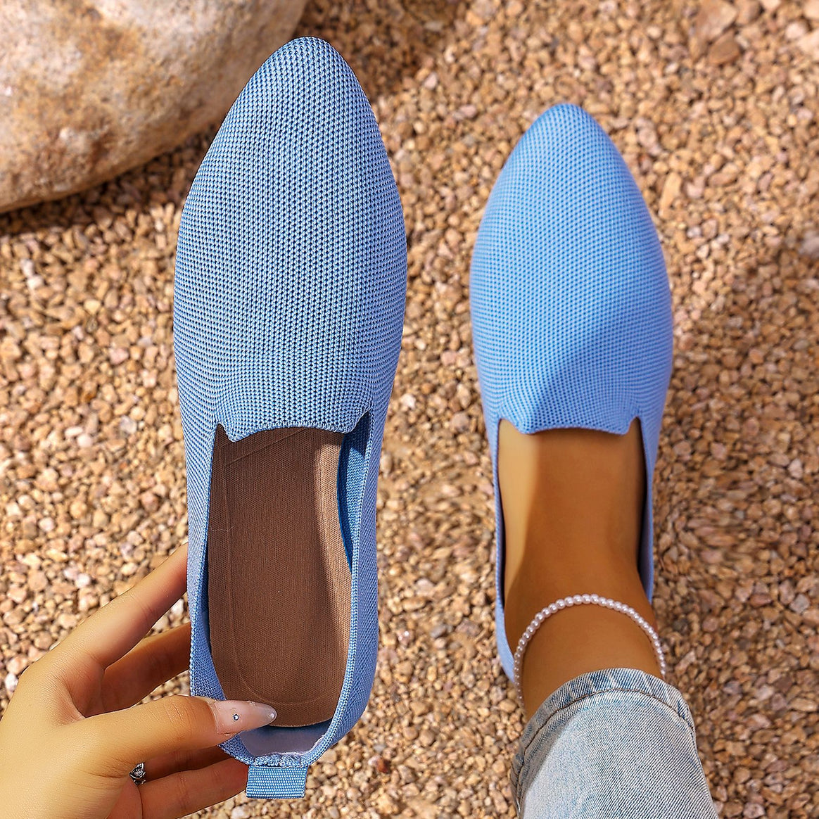 Women's lightweight knitted slippers with memory footbed and non-slip sole Mune Fashion
