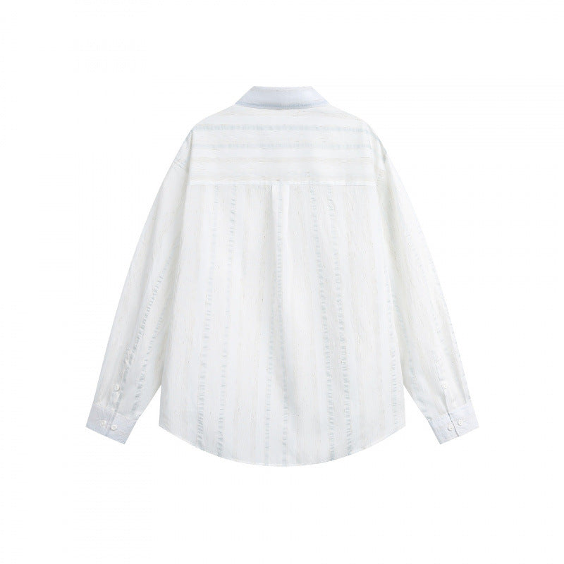 Unisex Lightweight Oversized Shirt made of Structured Blend with Chest Pocket and Rounded Hem Mune Fashion